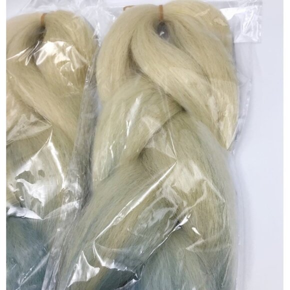 Ombre Braiding Hair Blonde/Light Blue/Dark Blue 5 Packs 24" Extensions Bacana - Picture 5 of 9